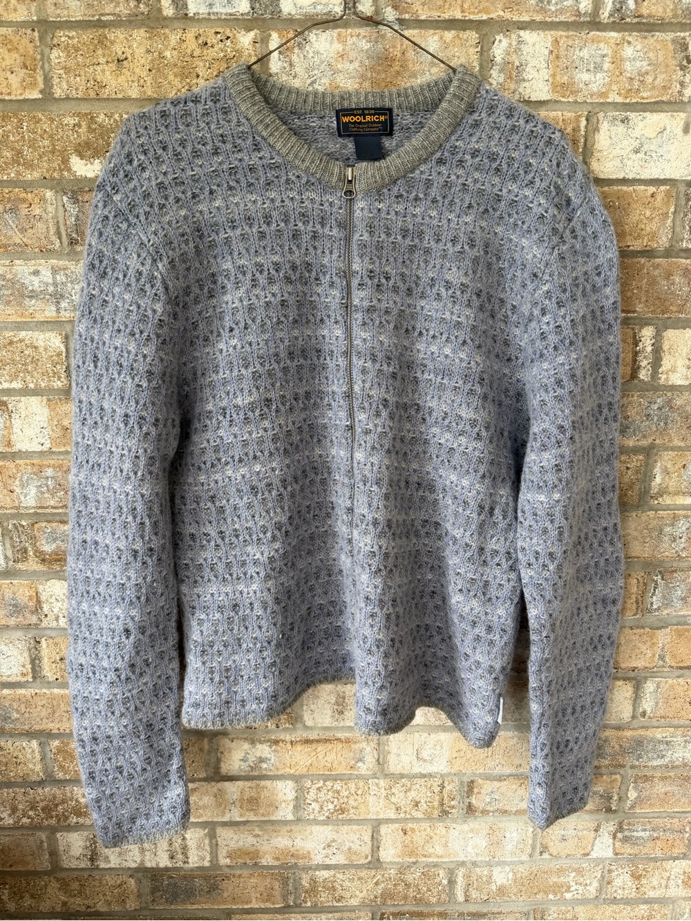 Vintage Woolrich 100% Wool Heather Gray Zip-Up Knit Sweater